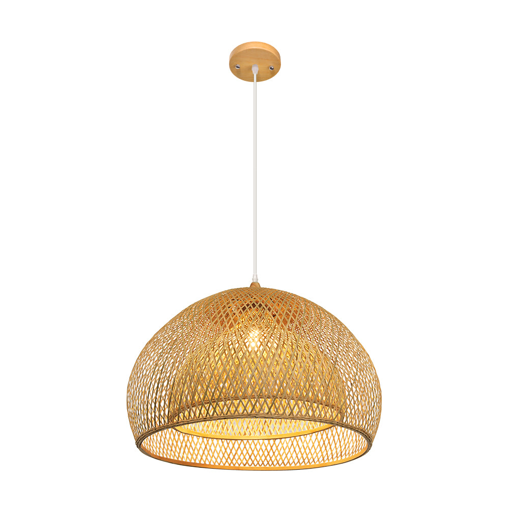 (M) ARTURESTHOME Bamboo Pendant Light 1 Light Hanging Chandelier Rattan Handmade Hanging Lights Fixture for Kitchen Island Living Room Bedroom