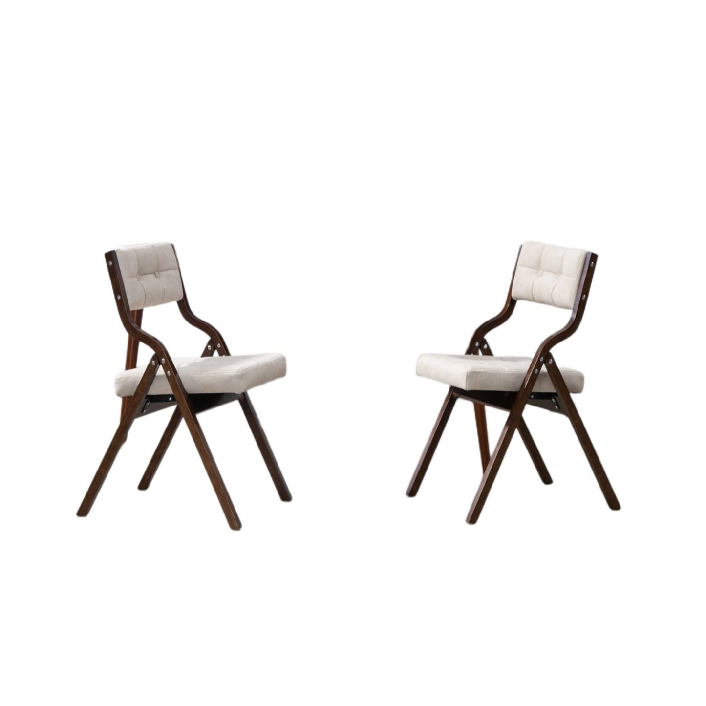 Folding Chairs with Cushion - Wooden Padded Chairs 2 Pack, Portable Dining Chairs for Kitchen, Office, Wedding, Party