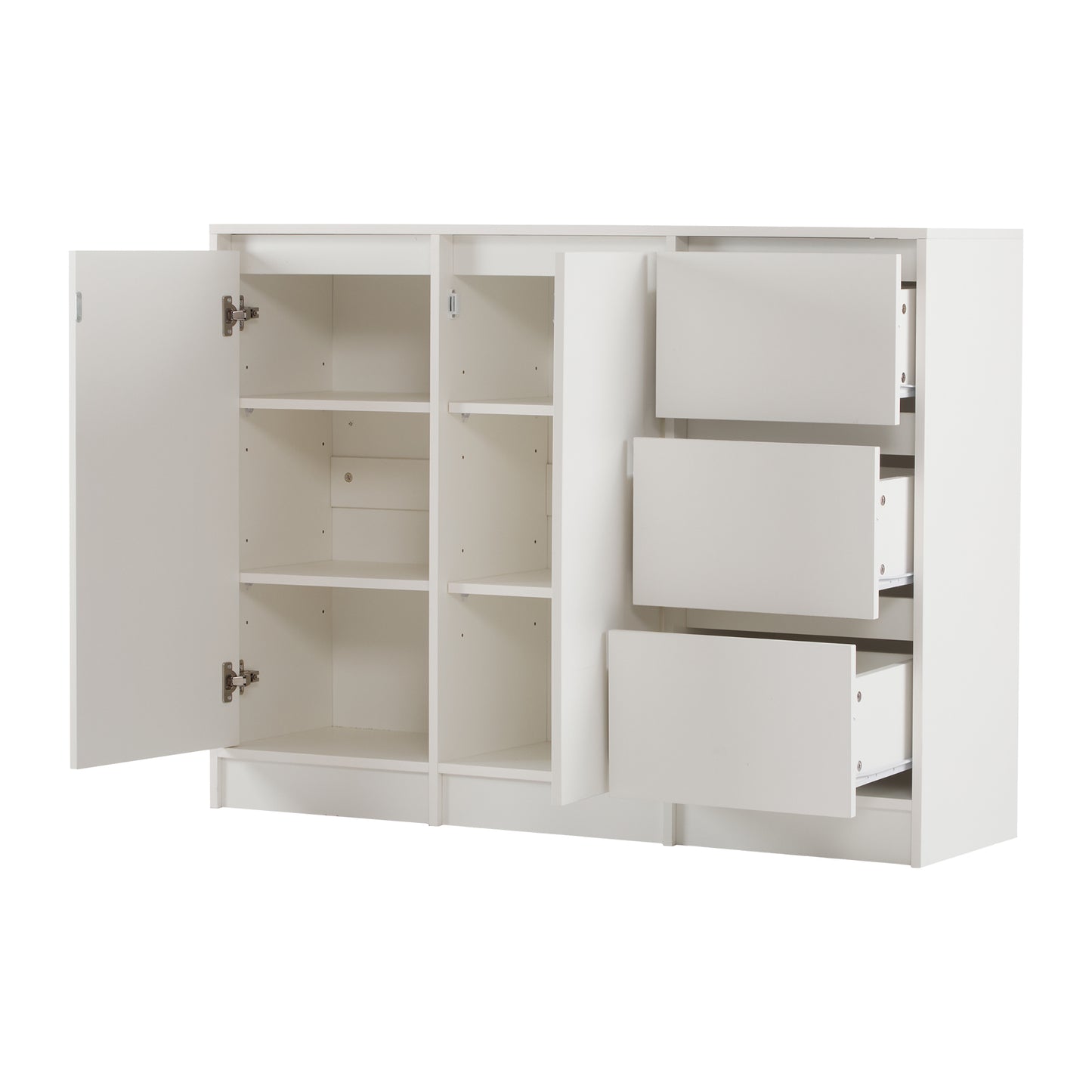 Modern Sideboard with Large Storage Space, Two Doors, Three Drawers, and Adjustable Shelf (120x90x35 cm)