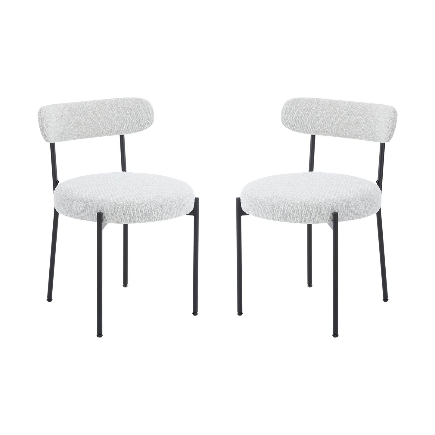 Modern Dining Chairs Set of 2, Round Padded Terry Cloth, Multi-room Suitable