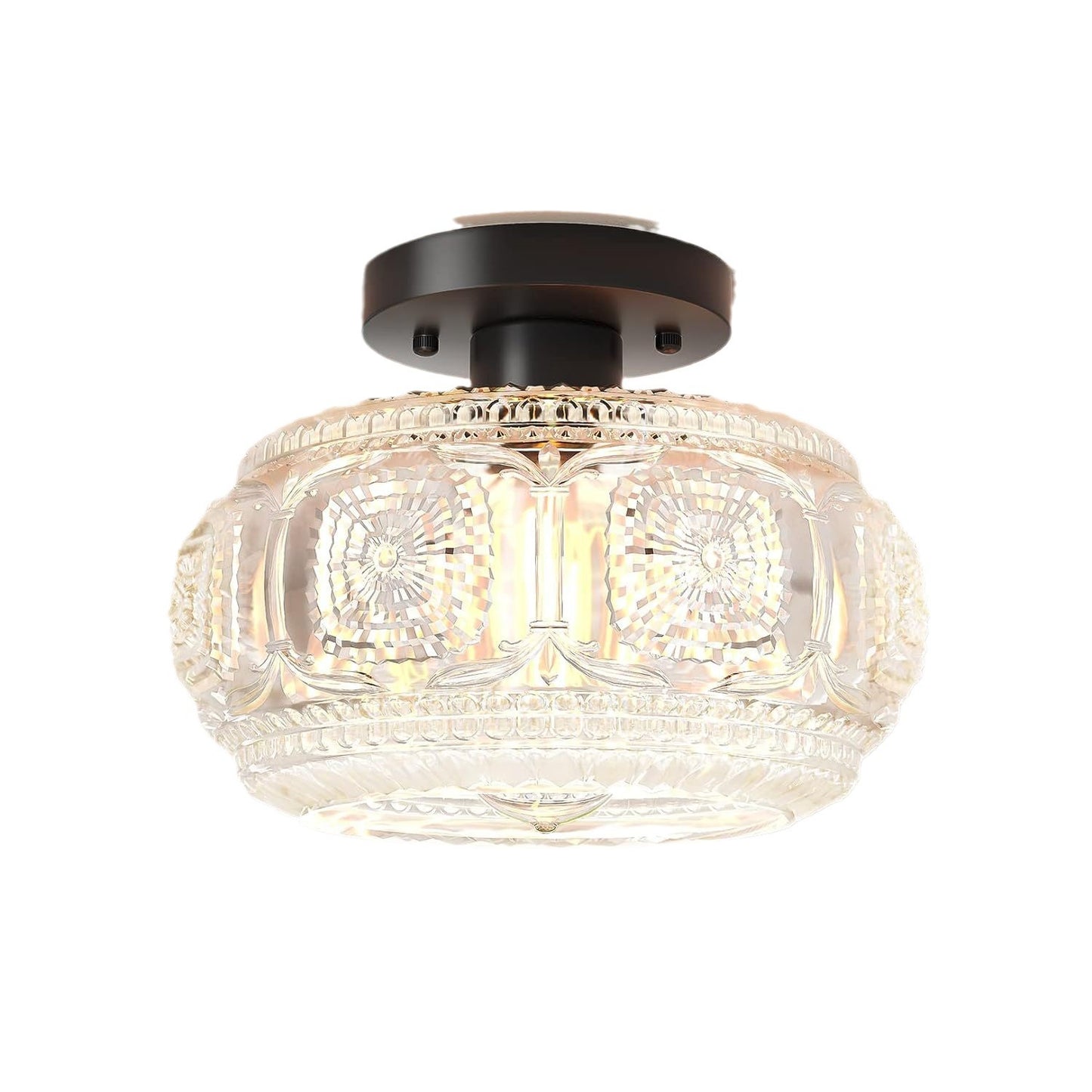 (Y)Semi recessed ceiling light, glass ceiling light fixture, gold modern lighting suitable for hallway kitchen bedroom, bulb not included