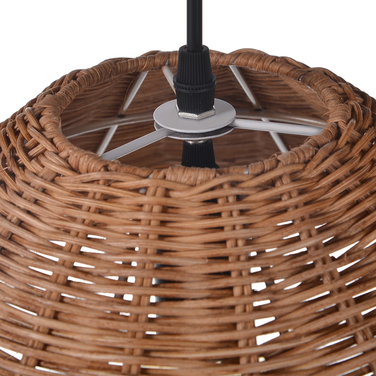 (Q) 23.6 Inch Hand Woven Rattan Pendant Light, Farmhouse Retro Style Umbrella Shaped Rattan Pendant Light, Suitable For Bedroom Craft Rooms
