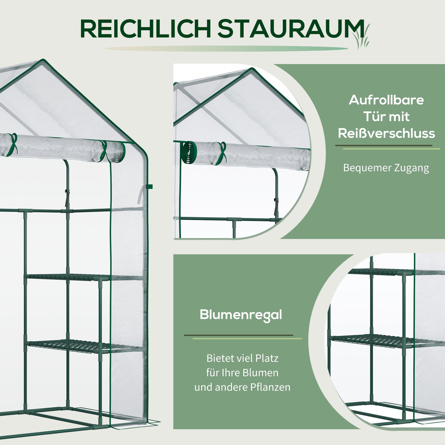 Plastic greenhouse Walk-in tomato greenhouse 142x73x195cm with 6 shelves, transparent for garden & plants