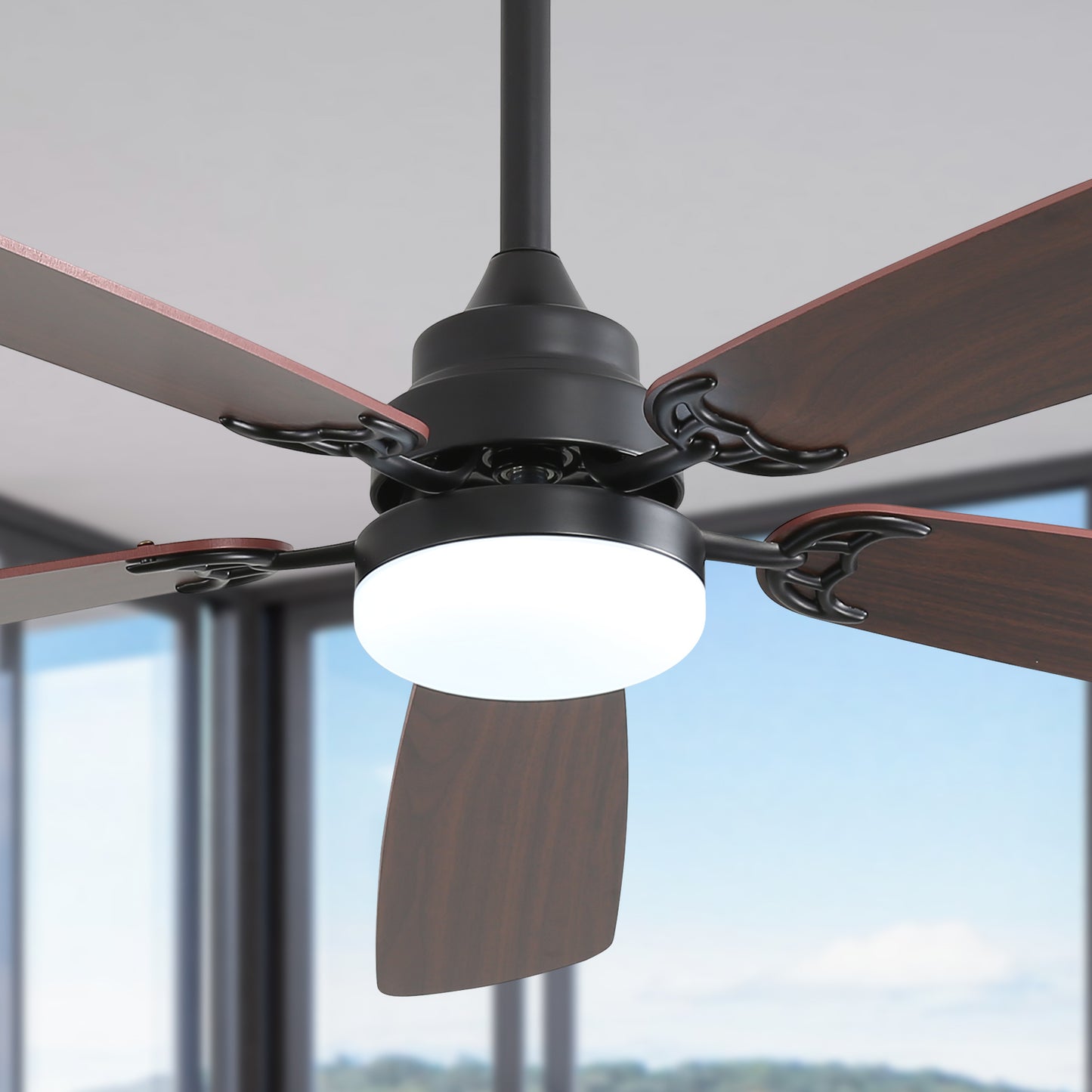 52" Classics Ceiling Fan with Dimmable LED Light, 6-Speed Wind, 5 Blades, Remote Control & DC Motor