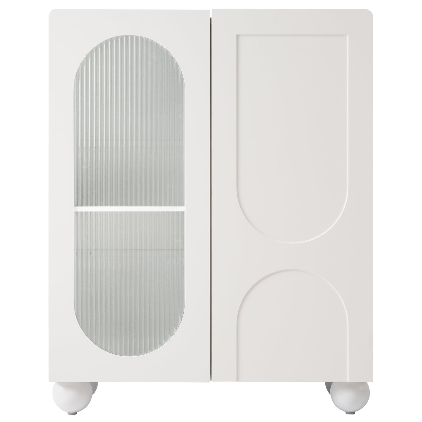 White Scania-Style Storage Cabinet,80cm, Multifunctional with Tempered Glass