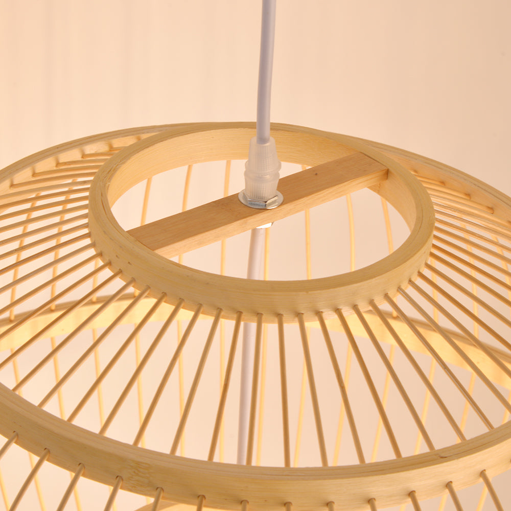 (M)Bamboo Pendant Ligting Globe Shade Ceiling Hanging Light E27 Sigle for Restaurant Home 1 Light