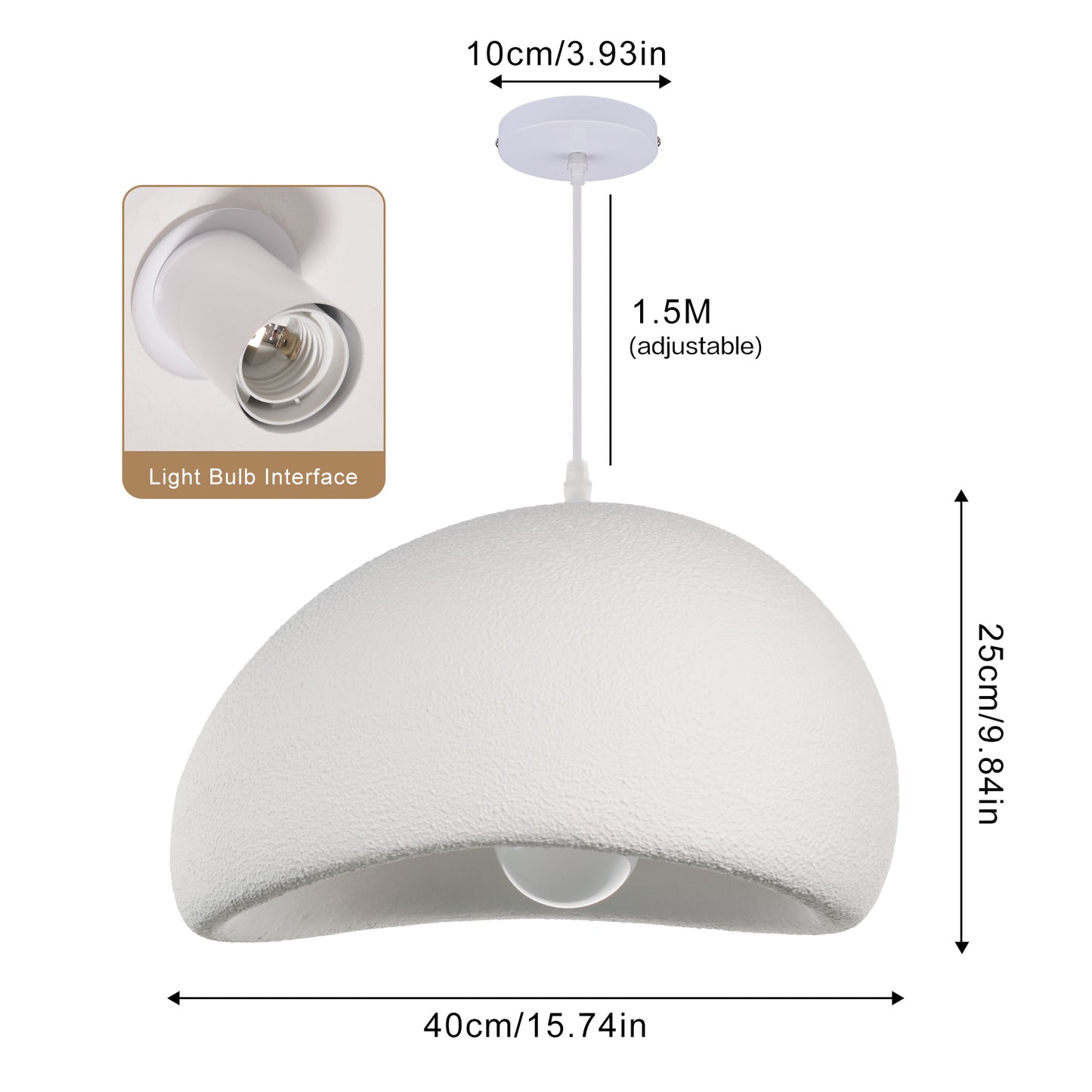 (M)Wabi Sabi Pendant Lighting Polystyrene White Chandelier Hanging Light Fixture for Dining Room Hall