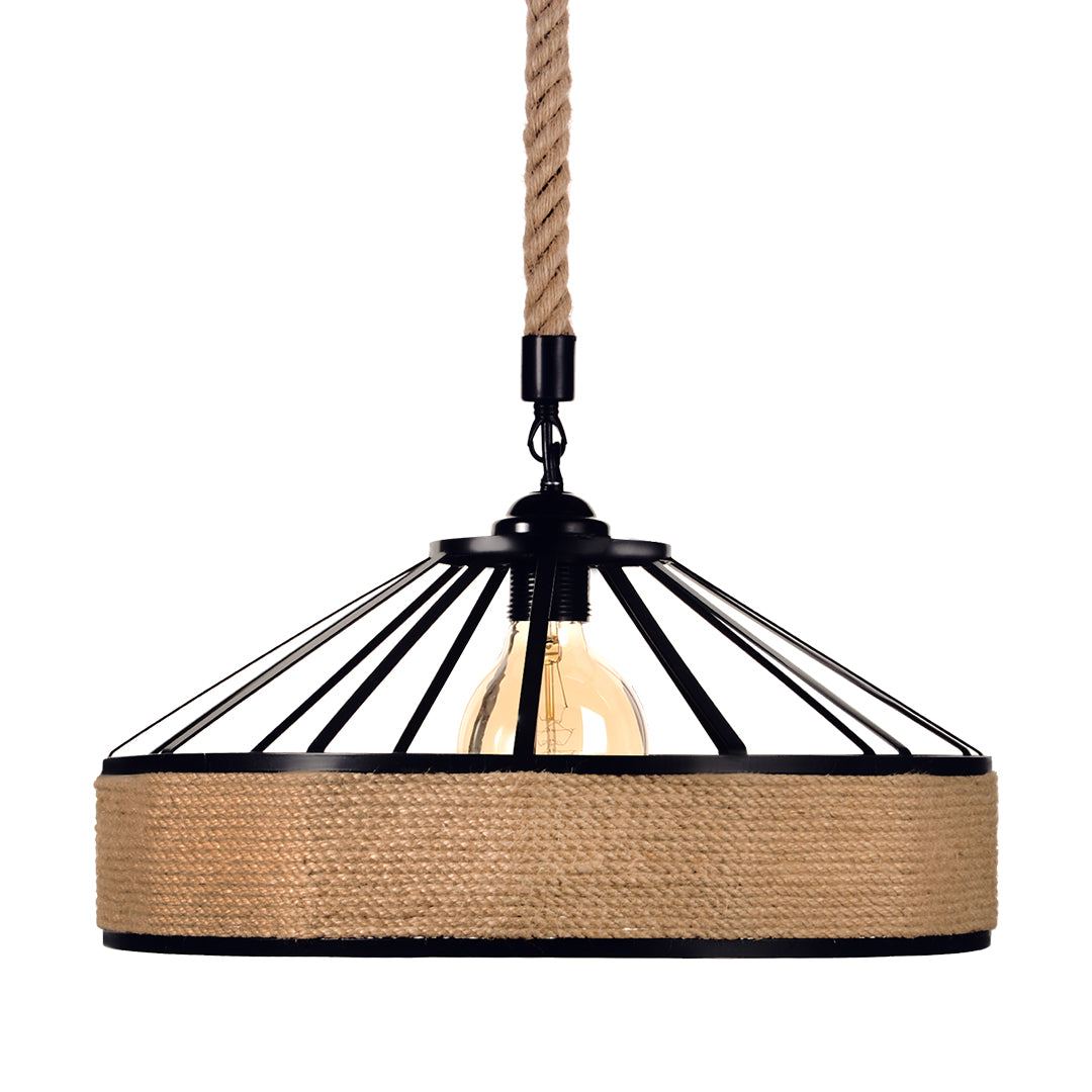 (Q)Creative Rope Vine Yurt Lampshade Pendant Light, Industrial Retro Vine Lamp Pendant Light, Suitable for Kitchen Islands and Living Rooms