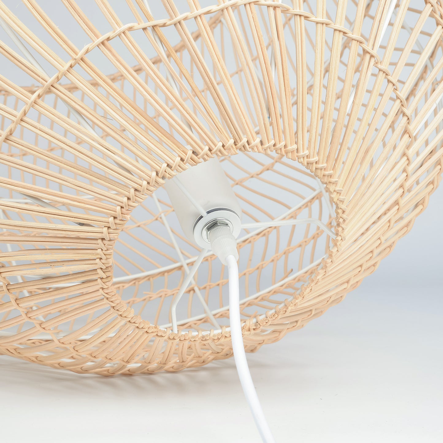 Dome Rattan Pendant Lighting Fixture Natural for Living Room