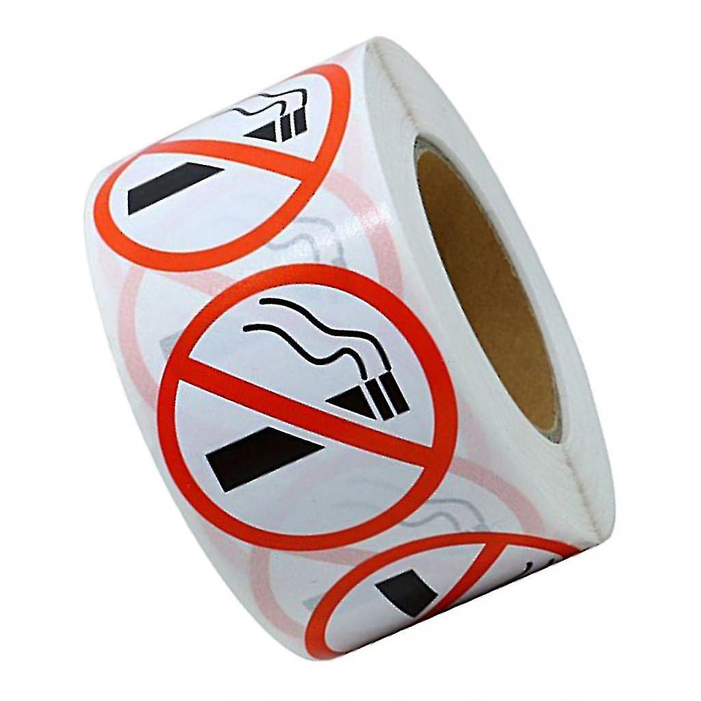 (Y)3PcsNo Smoking 25mm Warning Alert Stop Smoke No Cigarette Logo Window Door Sticker Labels (500 Labels Per Roll / 1 Roll)
