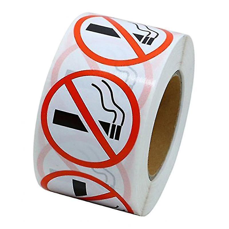(Y)3PcsNo Smoking 25mm Warning Alert Stop Smoke No Cigarette Logo Window Door Sticker Labels (500 Labels Per Roll / 1 Roll)