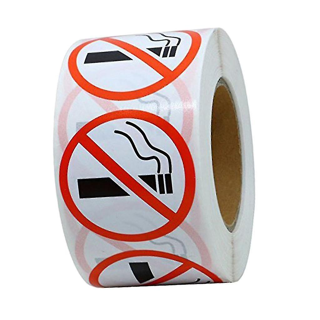 (Y)3PcsNo Smoking 25mm Warning Alert Stop Smoke No Cigarette Logo Window Door Sticker Labels (500 Labels Per Roll / 1 Roll)