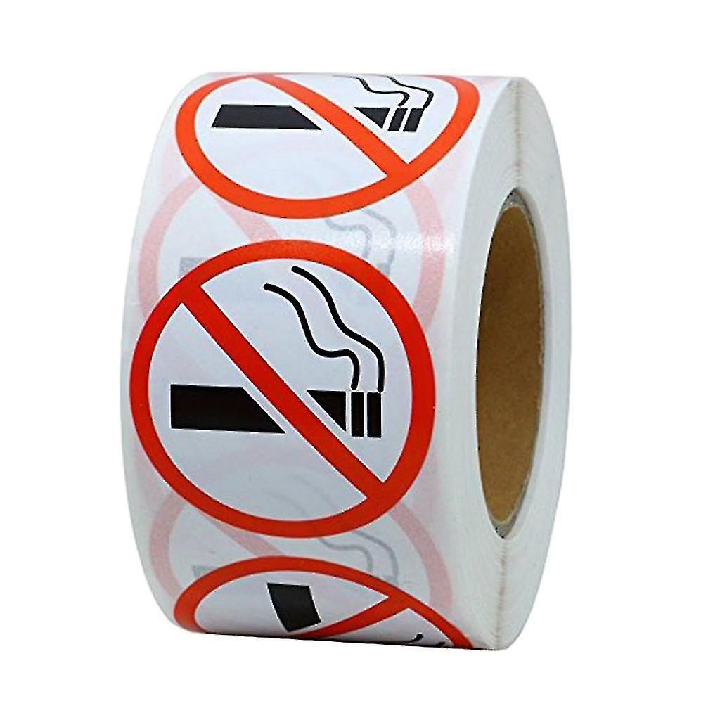 (Y)3PcsNo Smoking 25mm Warning Alert Stop Smoke No Cigarette Logo Window Door Sticker Labels (500 Labels Per Roll / 1 Roll)