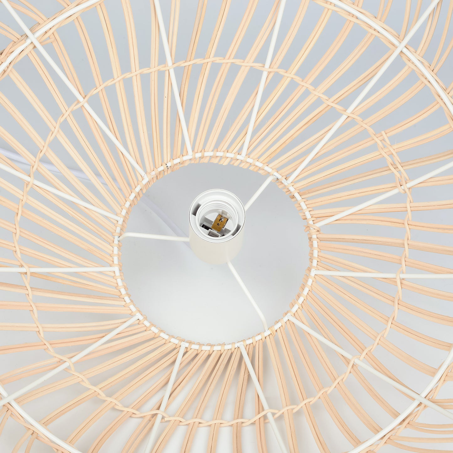 Dome Rattan Pendant Lighting Fixture Natural for Living Room