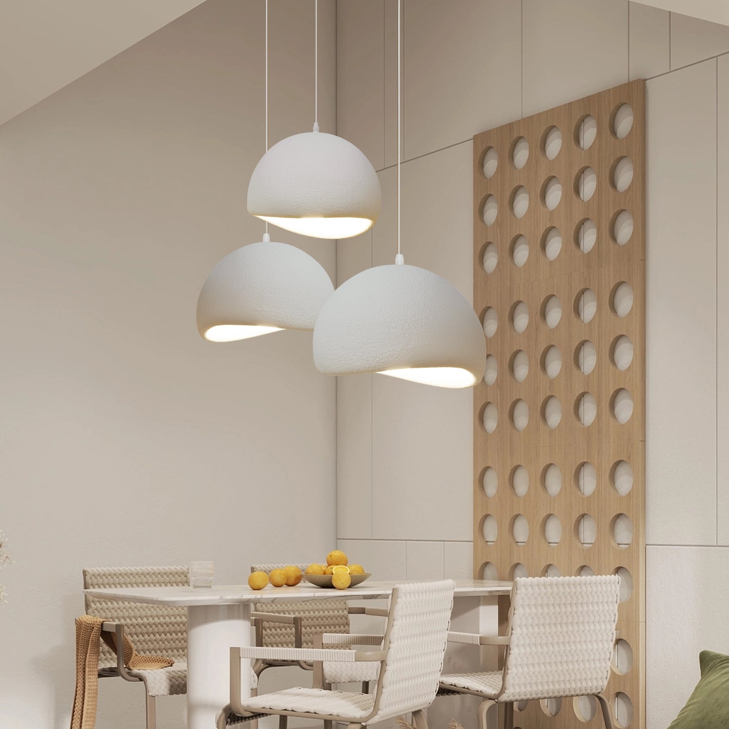 (M)Wabi Sabi Pendant Lighting Polystyrene White Chandelier Hanging Light Fixture for Dining Room Hall