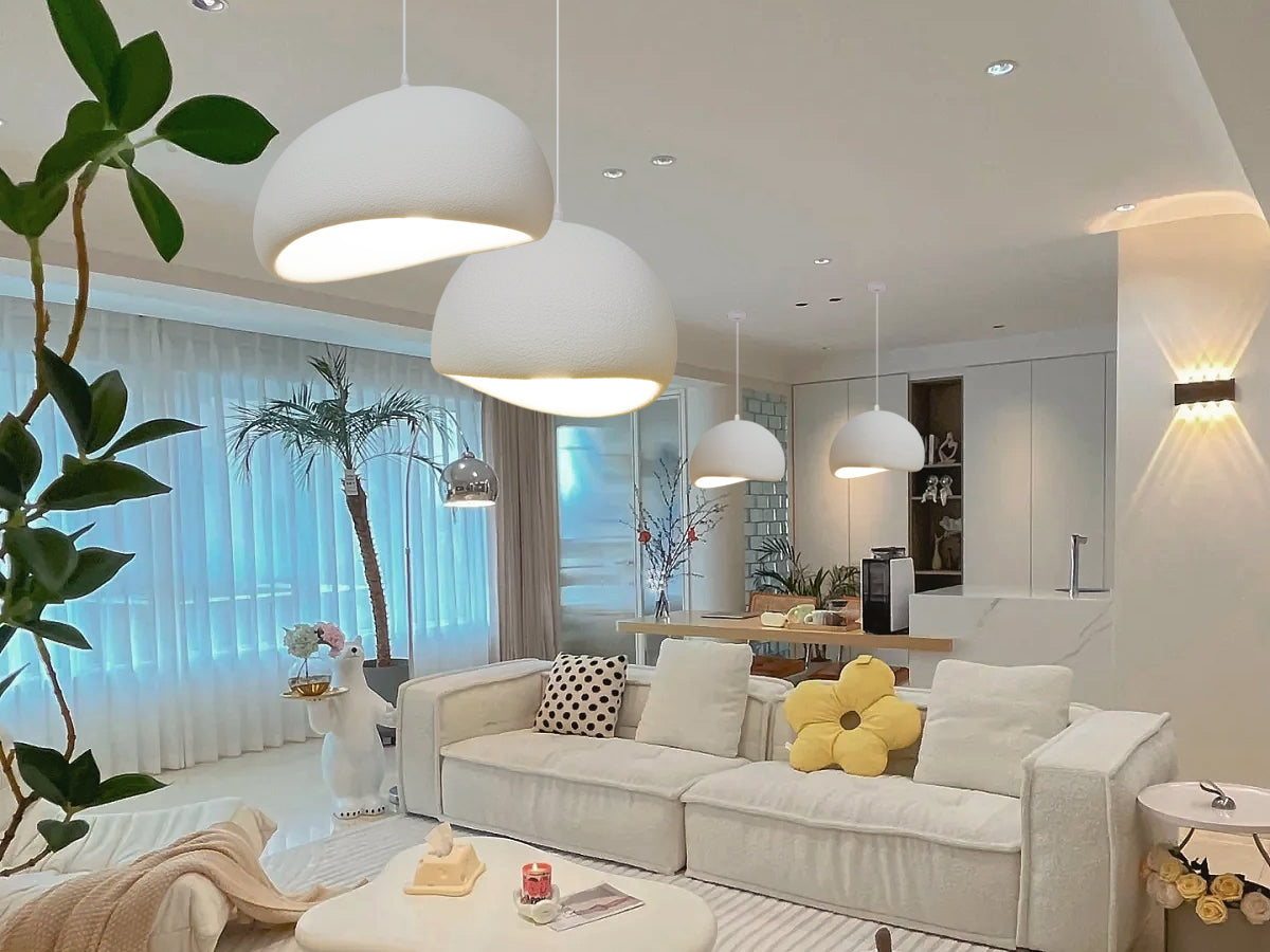 (M)Wabi Sabi Pendant Lighting Polystyrene White Chandelier Hanging Light Fixture for Dining Room Hall