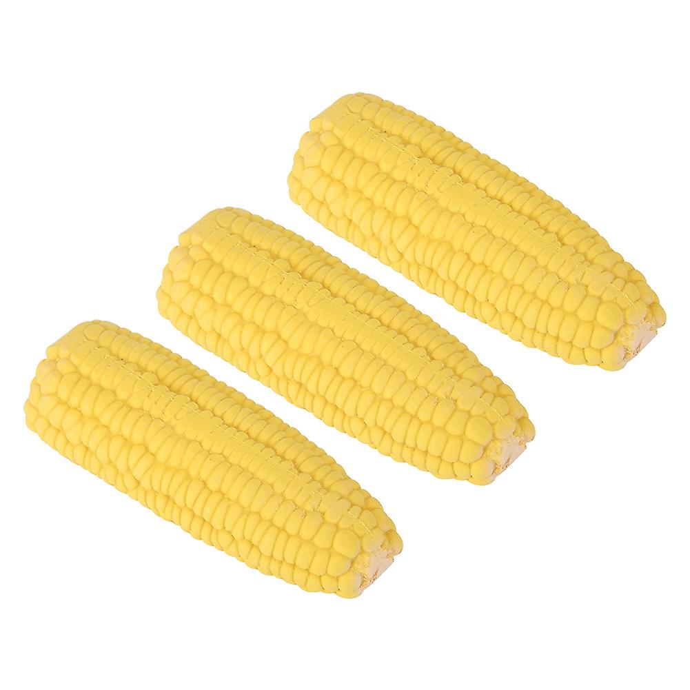 (Y)3PCS Interactive Training Toy for Dogs - Latex Yellow Pet Corn Shape Sounding Teeth Cleaning Protection Chewing Biting Toy