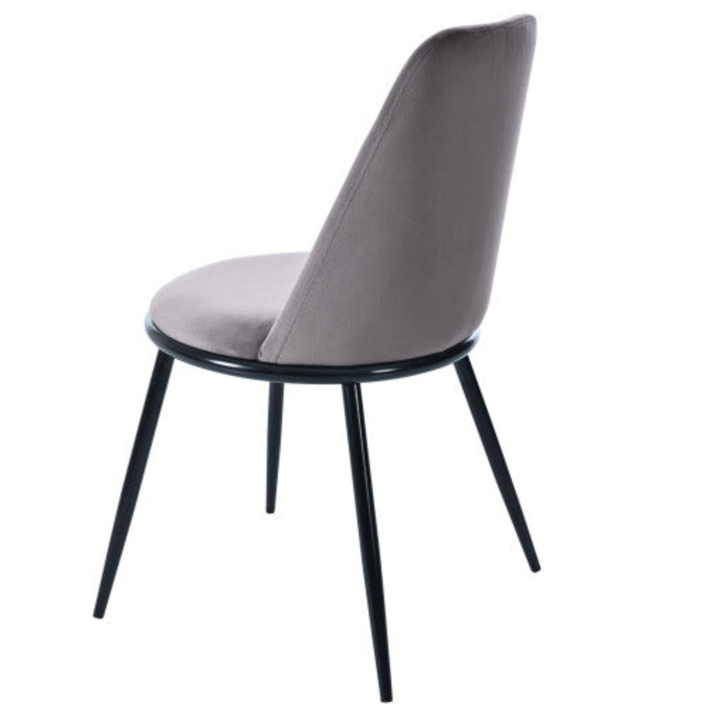Gray Velvet Dining Chairs,Round Back, Metal Frame, Black Legs, 150kg Capacity-Set of 2