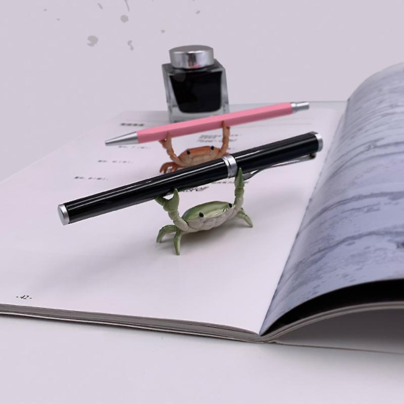 (Y)3pcs Creative Pen Holder Simulation Crab Shaped Pen Display Stand Pencil Holder Small Sea Animal Statue