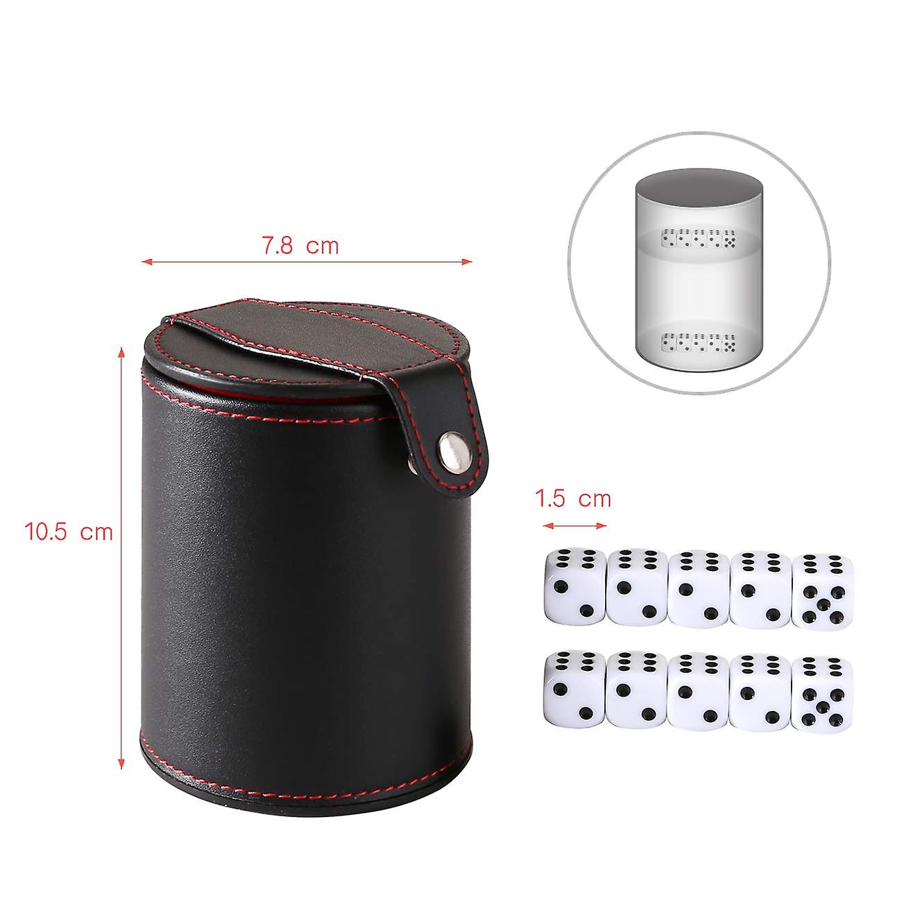 (Y)Dice cup set with 10 diceFaux leather professional dice cup with lid for playing games