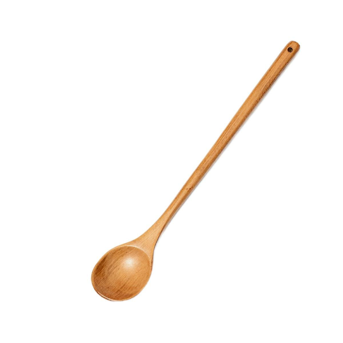 (Y)2Pcs Heavy duty large wooden spoon, long handled cooking spoon with ladle. Non-stick large spoon for stirring, wall decoration.
