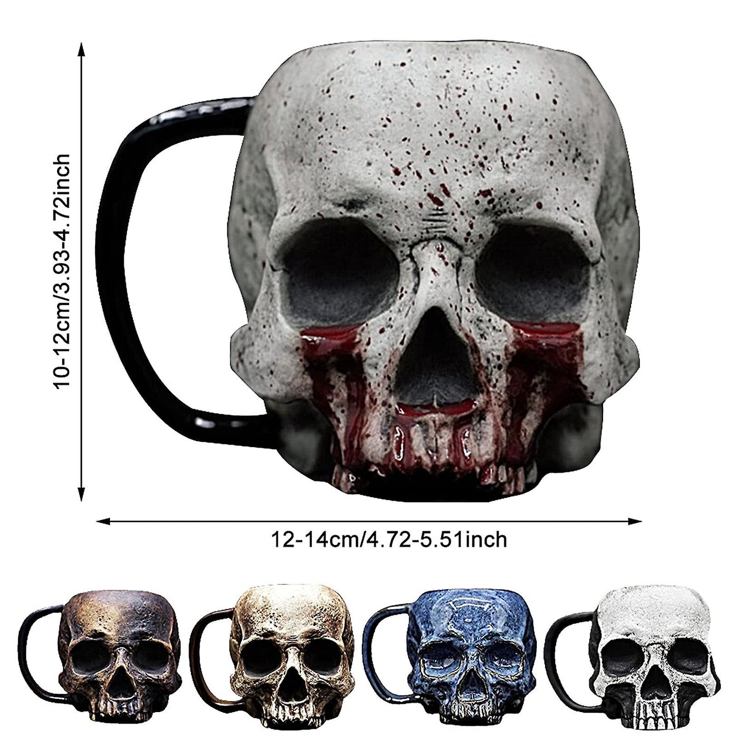 (Y)2024 New Skull Mug, Gothic Creepy Realistic Skull Mug, 3D Resin Skull Head Cup with Handle, Necromancer Skull