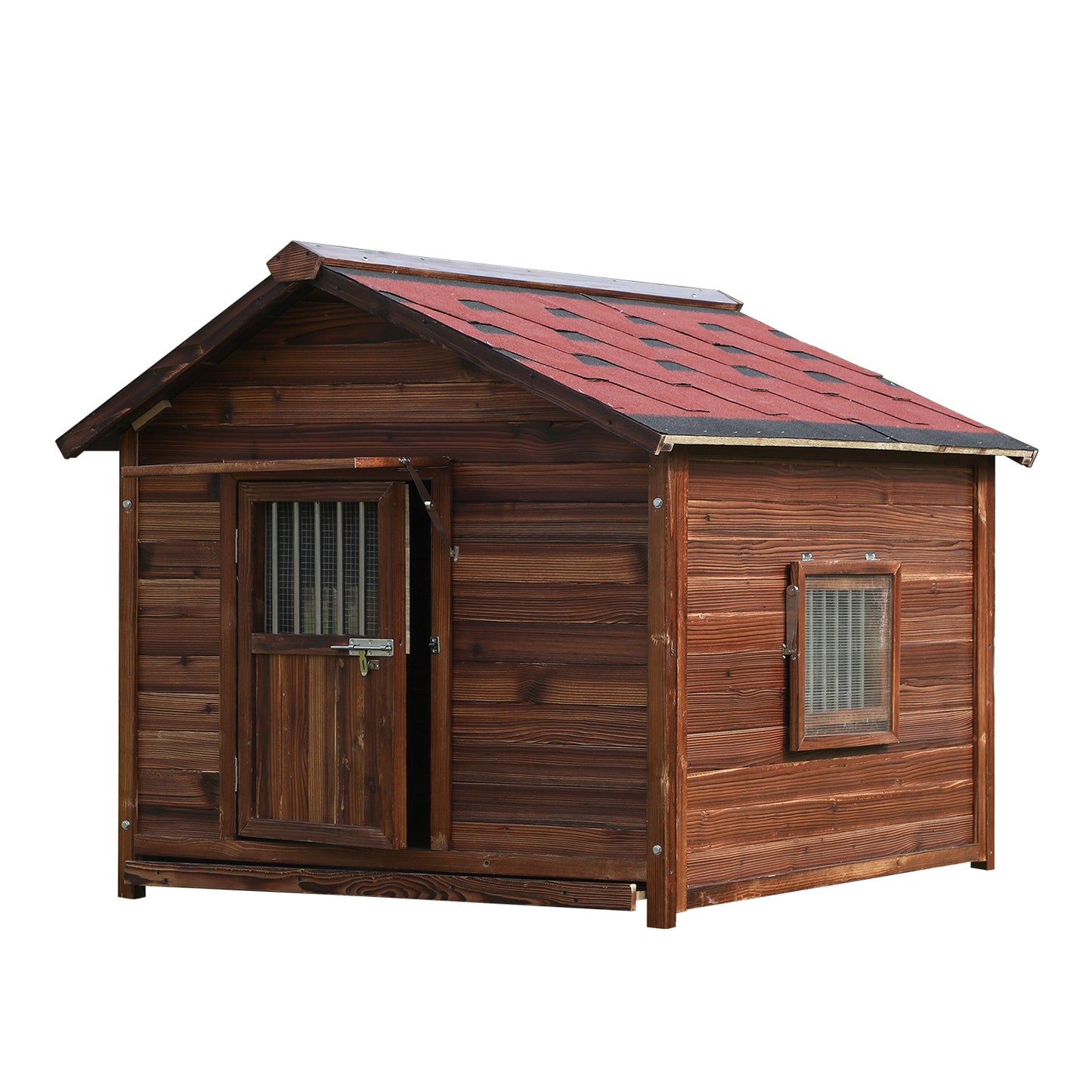 Outdoor Dog House Weatherproof with Window, Pine Wood Dog House with Elevated Floor for Large Dogs, Extra Large Dog House with Waterproof Roof