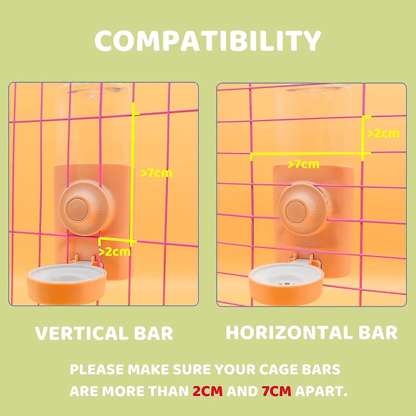 (Y)Rabbit Water Bottle, 600ml Hanging Automatic Water Dispenser By Gravity Flow For Bunny Chinchilla Guinea Ferrets