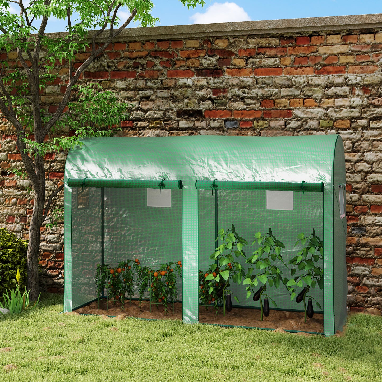 Garden greenhouse with windows, doors, steel PE film greenhouse, 300x100x200cm