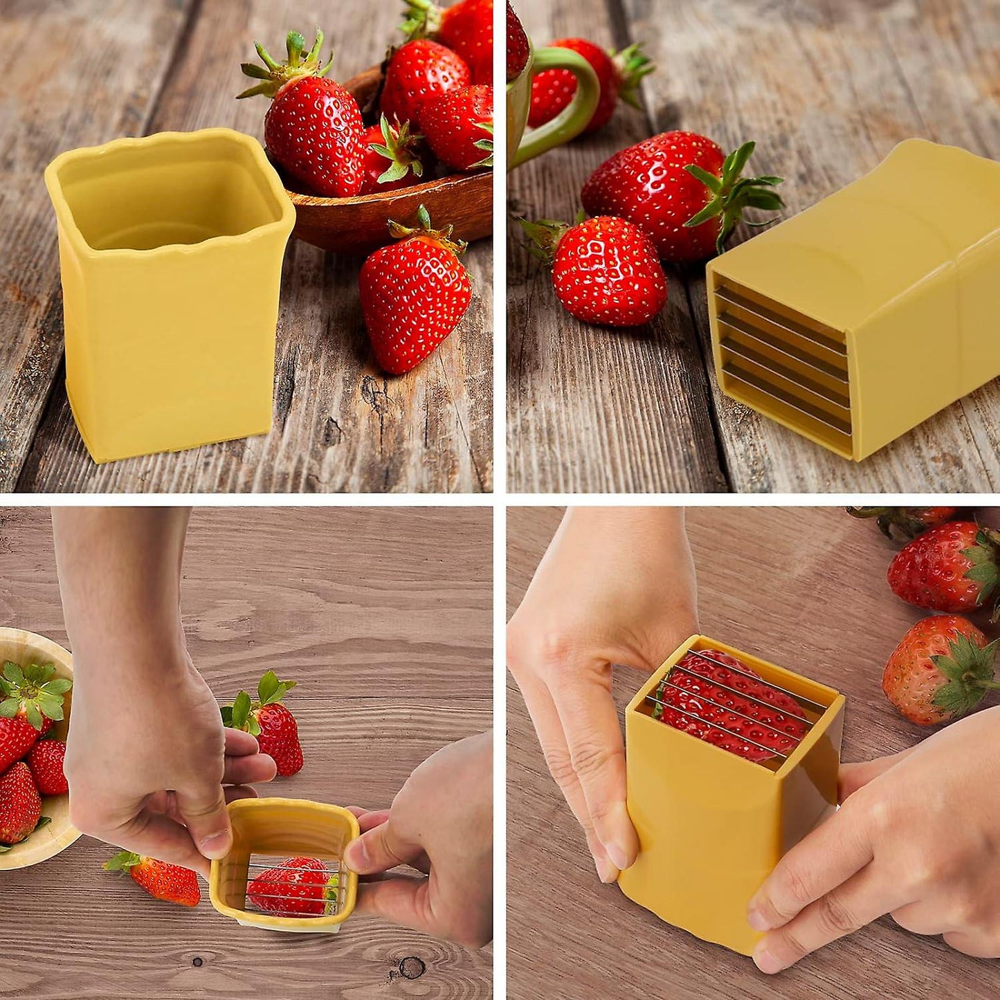(Y)3-Piece Cup Slicer, Egg and Fruit Cup Slicer, Strawberry Slicer, Banana Cup Chopper, Quick Make Fruit and Vegetable Salad Creative Kitchen Gadgets