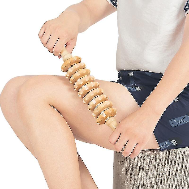 (Y)Wooden Yoga Massage Stick Fascia Muscle Relaxation Roller