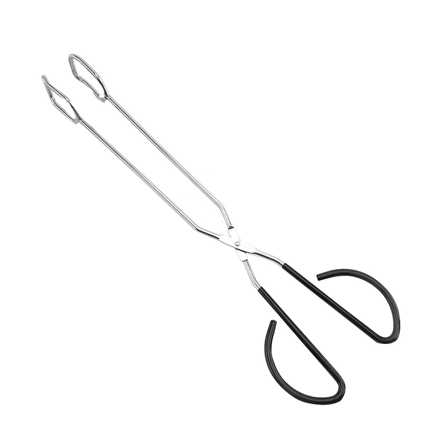 (Y)Extra Long Scissor Tongs Stainless Steel Barbecue Tongs 40cm Black BBQ