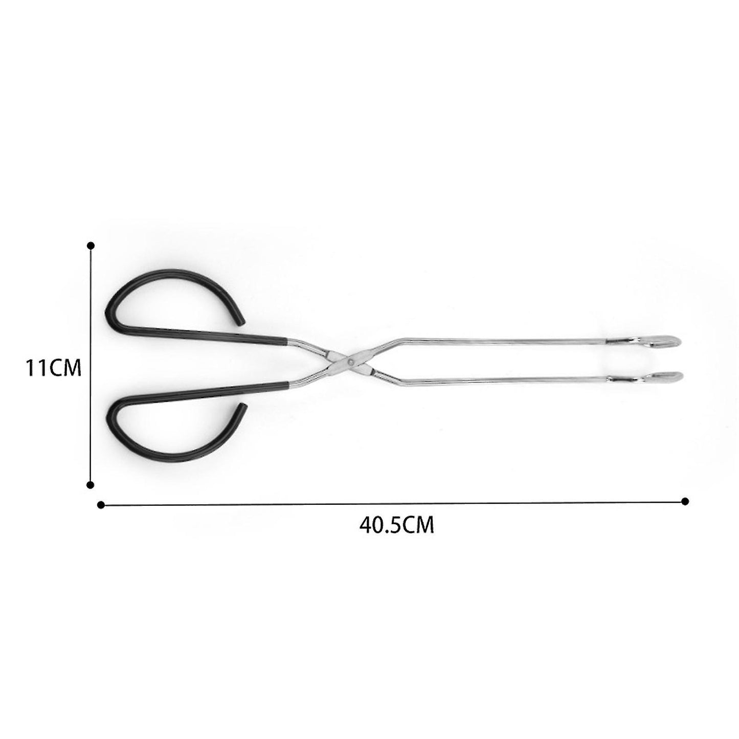 (Y)Extra Long Scissor Tongs Stainless Steel Barbecue Tongs 40cm Black BBQ