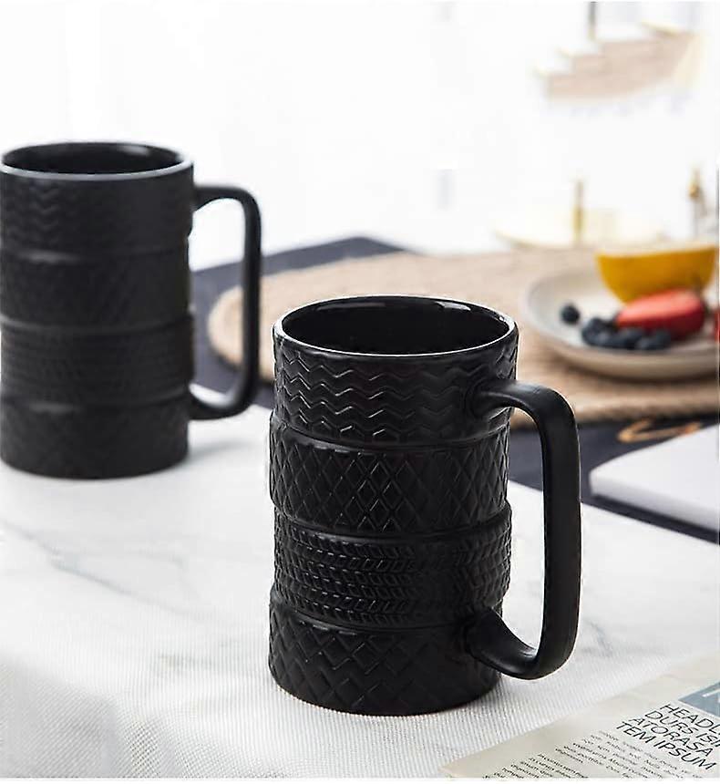 (Y)500ML Creative Tire Shaped Ceramic Mug Ceramic Wheel Coffee Mug 3D Mug Gift Mug