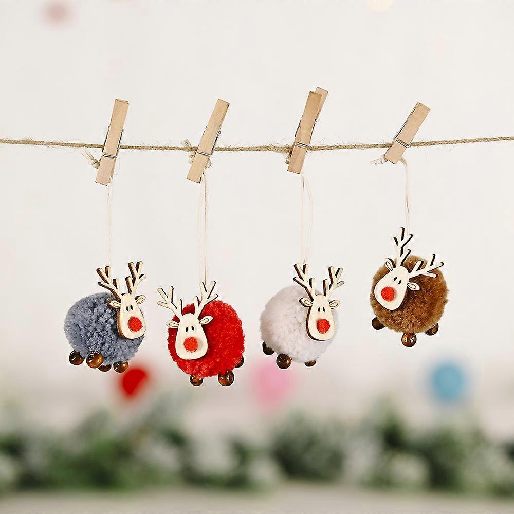 (Y)12Pack Christmas Cute Wool Felt Wooden Elk Antler Pendants Christmas Tree Decorations, Decor