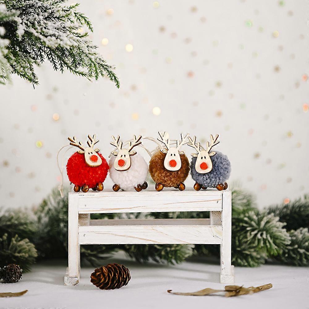 (Y)12Pack Christmas Cute Wool Felt Wooden Elk Antler Pendants Christmas Tree Decorations, Decor
