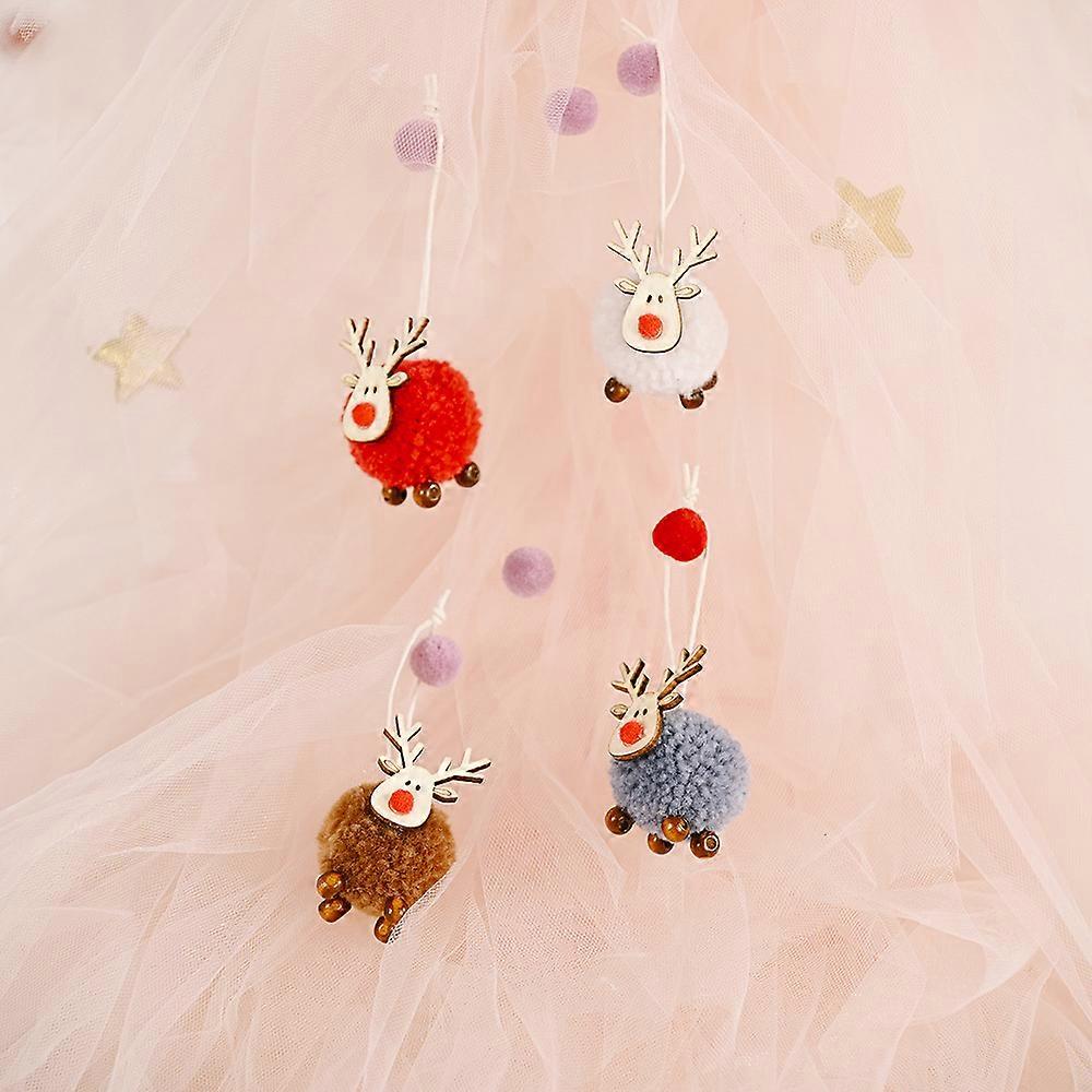 (Y)12Pack Christmas Cute Wool Felt Wooden Elk Antler Pendants Christmas Tree Decorations, Decor