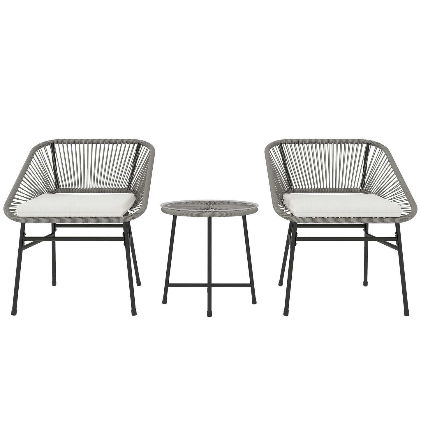 Poly rattan garden furniture set, outdoor lounge balcony furniture, 3-piece seating set, weatherproof garden lounge chairs for garden, patio, balcony