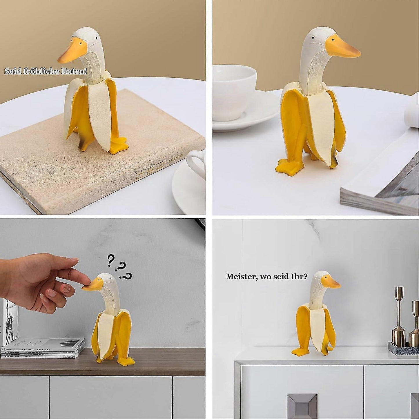 (Y)Resin Banana Duck,Banana Duck Garden Statues Banana Duck Sculpture Garden Decoration Yellow Banana Duck Statue