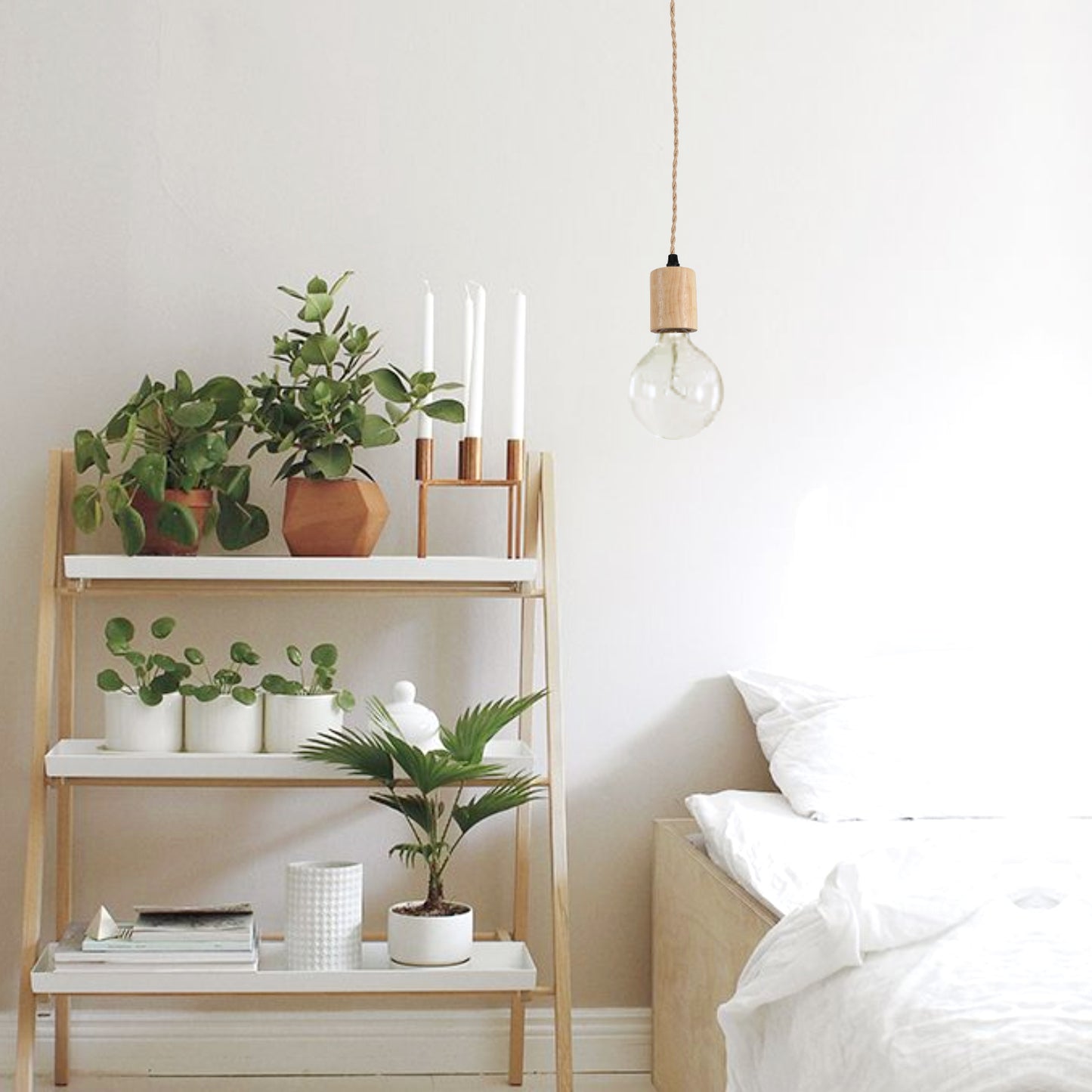 (M)Pendant Light Cord - Hanging Light Kit with Dimmable Switch Vintage Lamp Cord with Twisted Nylon Lights Socket E26 E27 for Farmhouse Lamp Cable DIY (9.8FT/16.4FT/32.8FT, Cylinder Shape)