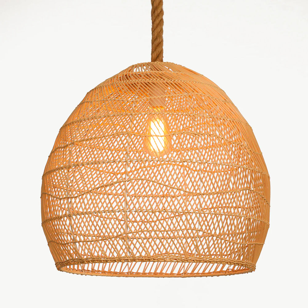Rope Rattan Lighting Fixture Hardwired for Kitchen Island