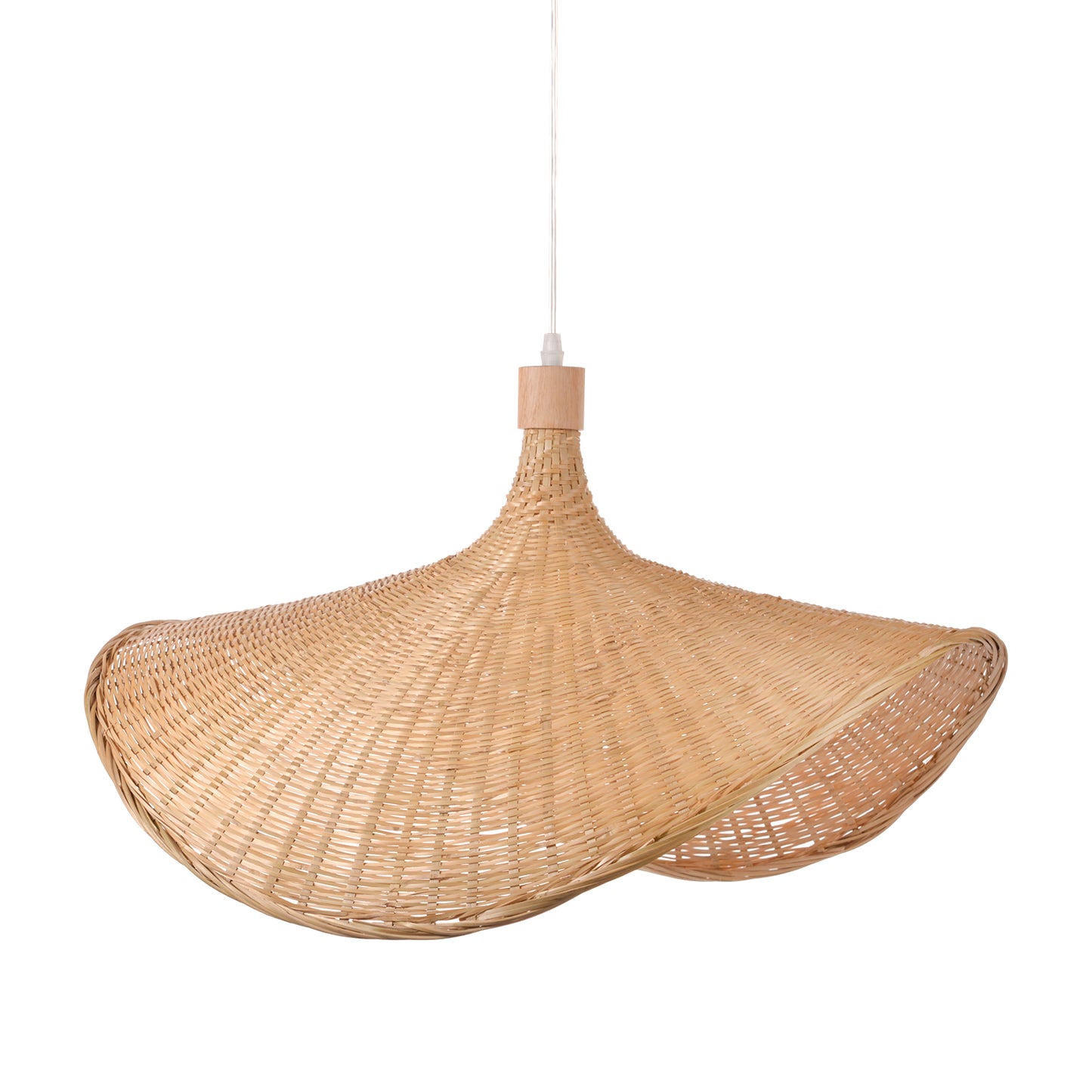 (Q)Handmade Bamboo Pendant Light, Bohemian Style Bamboo Fan Lampshade Pendant Light, Suitable for Kitchen, Living Room, Bedroom