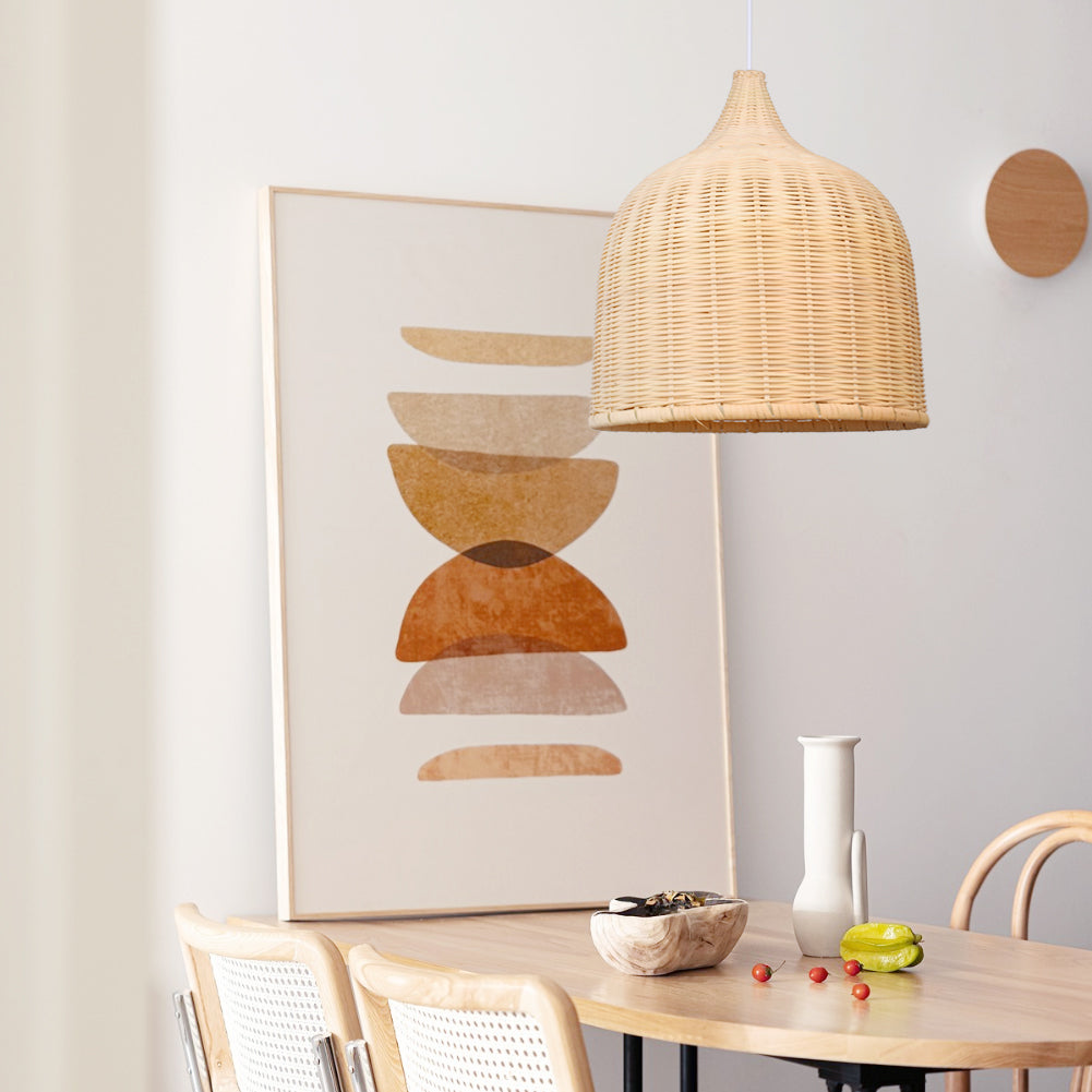 (M) Rattan Chandelier Pendant Lighting E27 Large Hanging Lampshade Fixture for Home Decoration