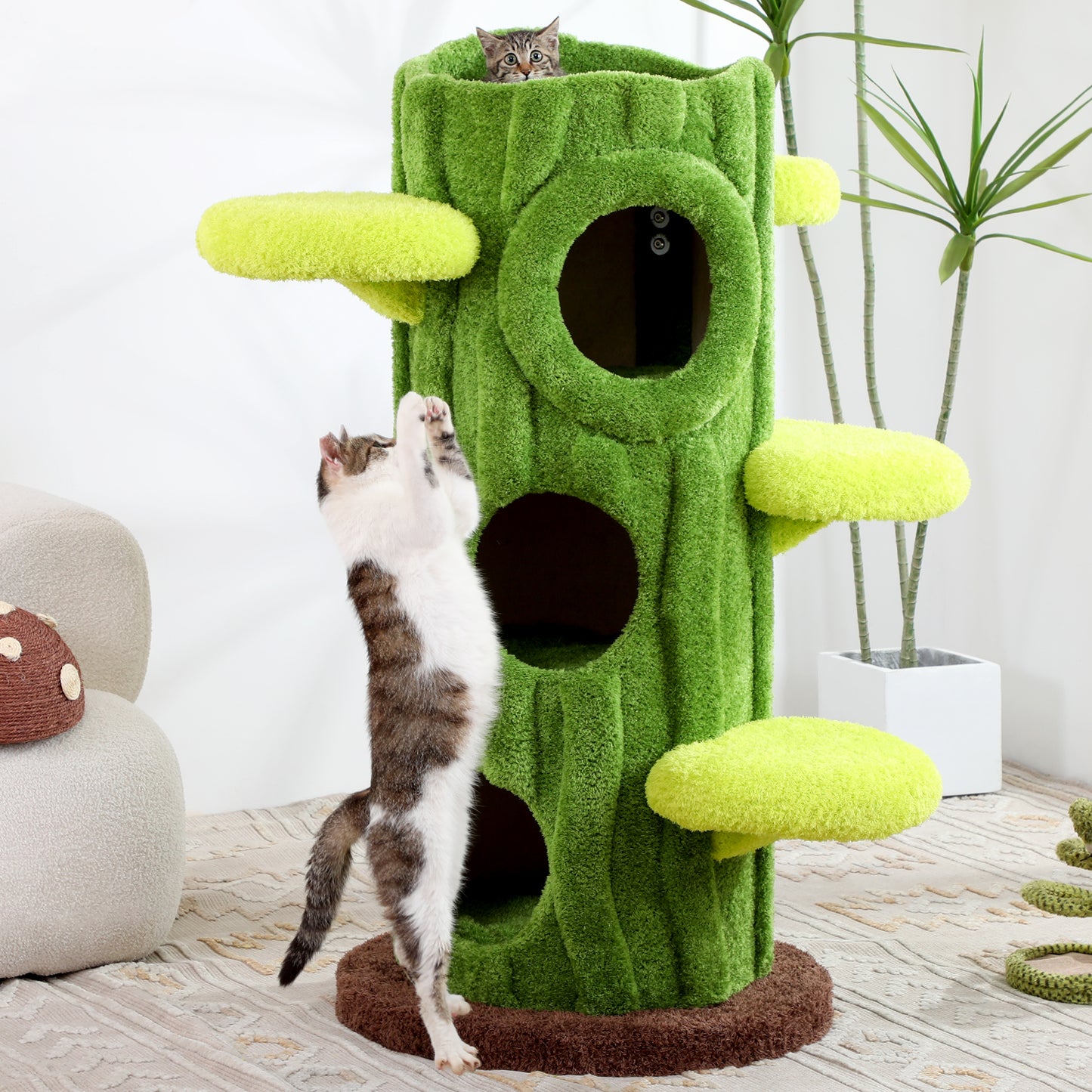 47.2 Inch Large Modern Cat Tree for Multiple Cats Indoors with Perches, Scratching Posts, Removable Mat, Suitable for Cats of All Sizes