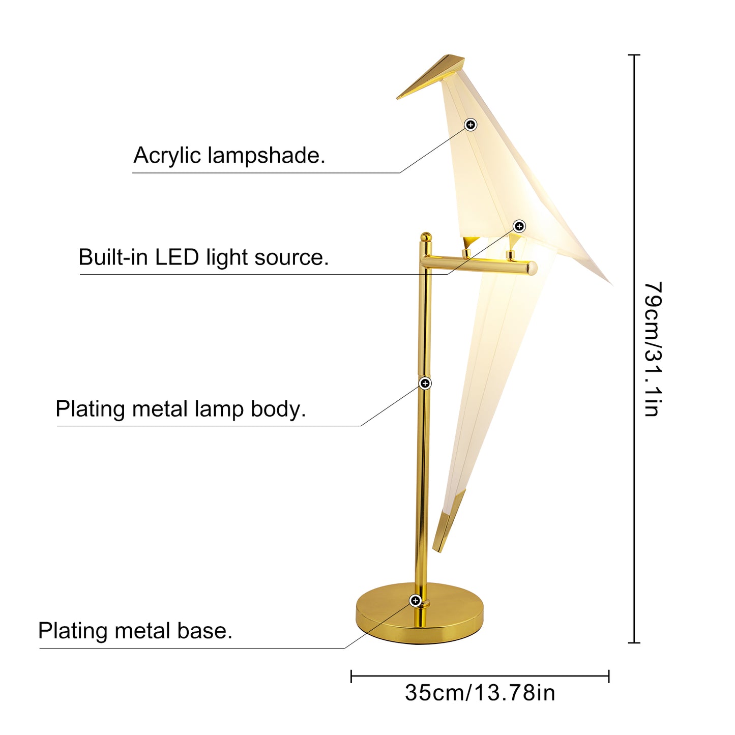 (Q)Nordic Creative Paper Crane LED Desk Lamp,Modern Art Origami Bird LED Floor Lamp,Suitable for Living Rooms,Bedrooms,and Offices