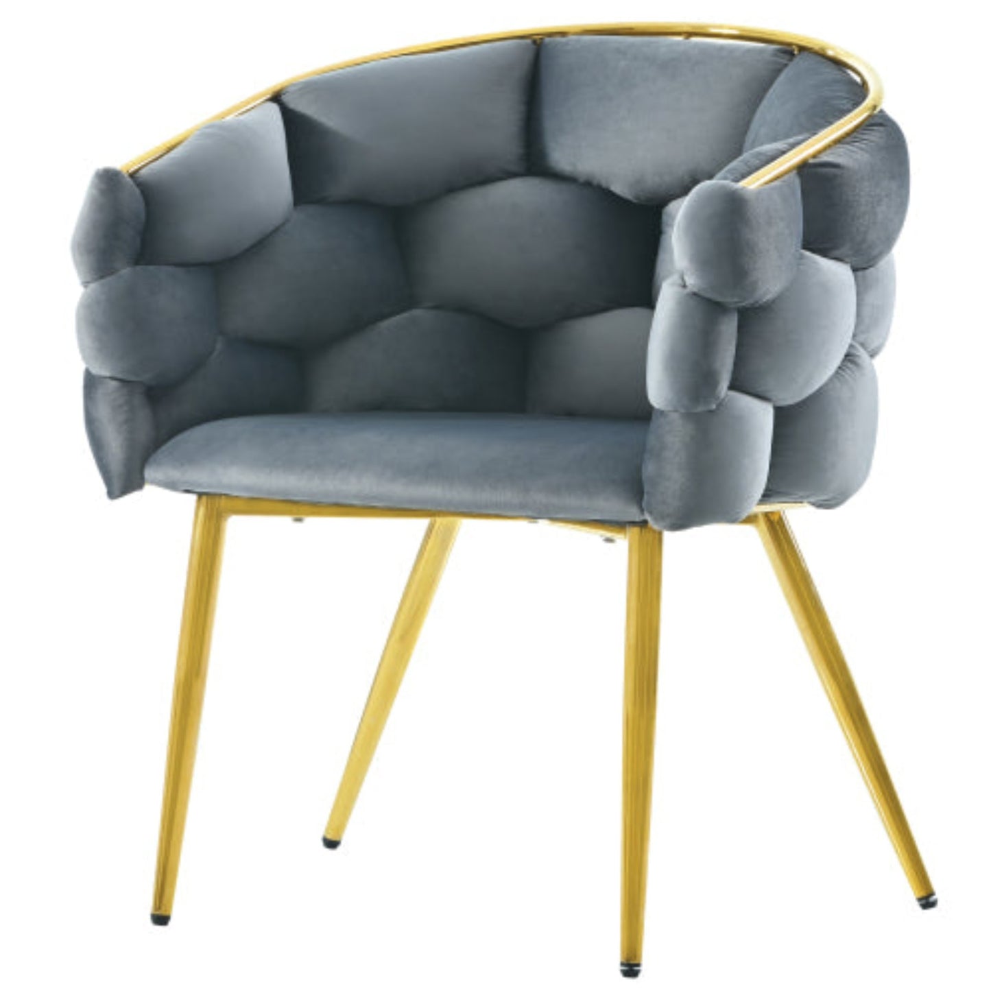Gray Velvet Bubble Chair,Gold-Plated Legs, Modern Living Dining Set