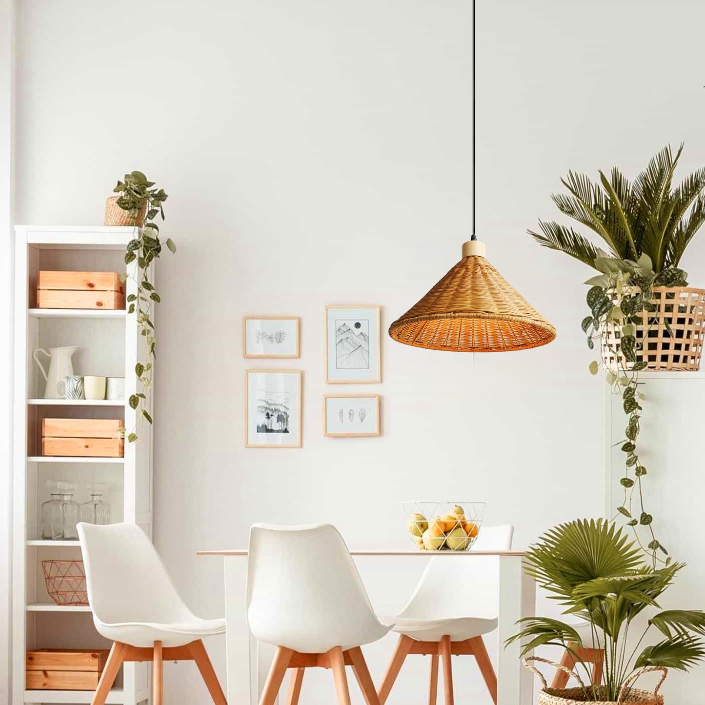 (K) Rustic Rattan Pendant Light Japanese Wabi-sabi Style Dining Room Tea Room Chandelier