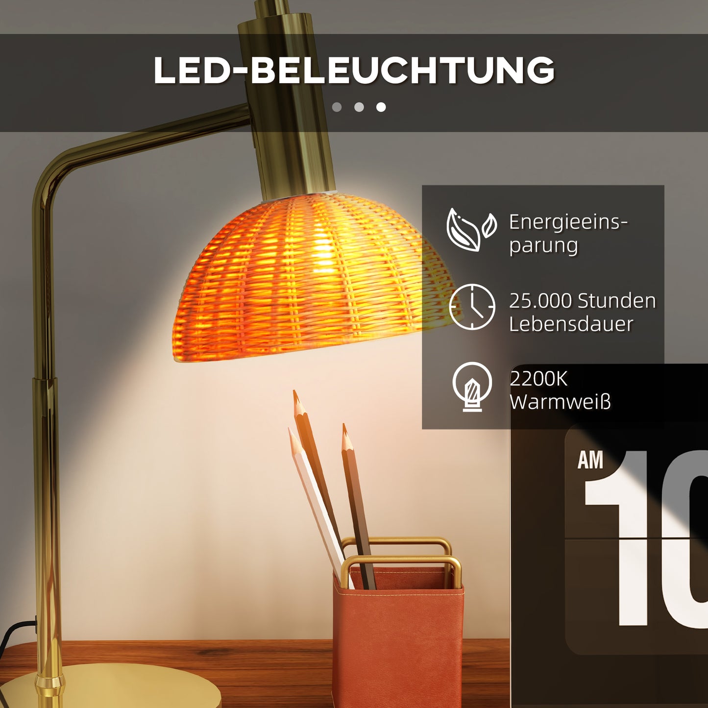 LED bulb for desk and bedside table, energy saving, warm white, dimmable, E27 socket