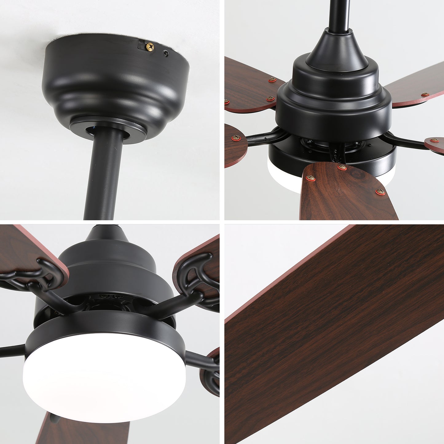 52" Classics Ceiling Fan with Dimmable LED Light, 6-Speed Wind, 5 Blades, Remote Control & DC Motor