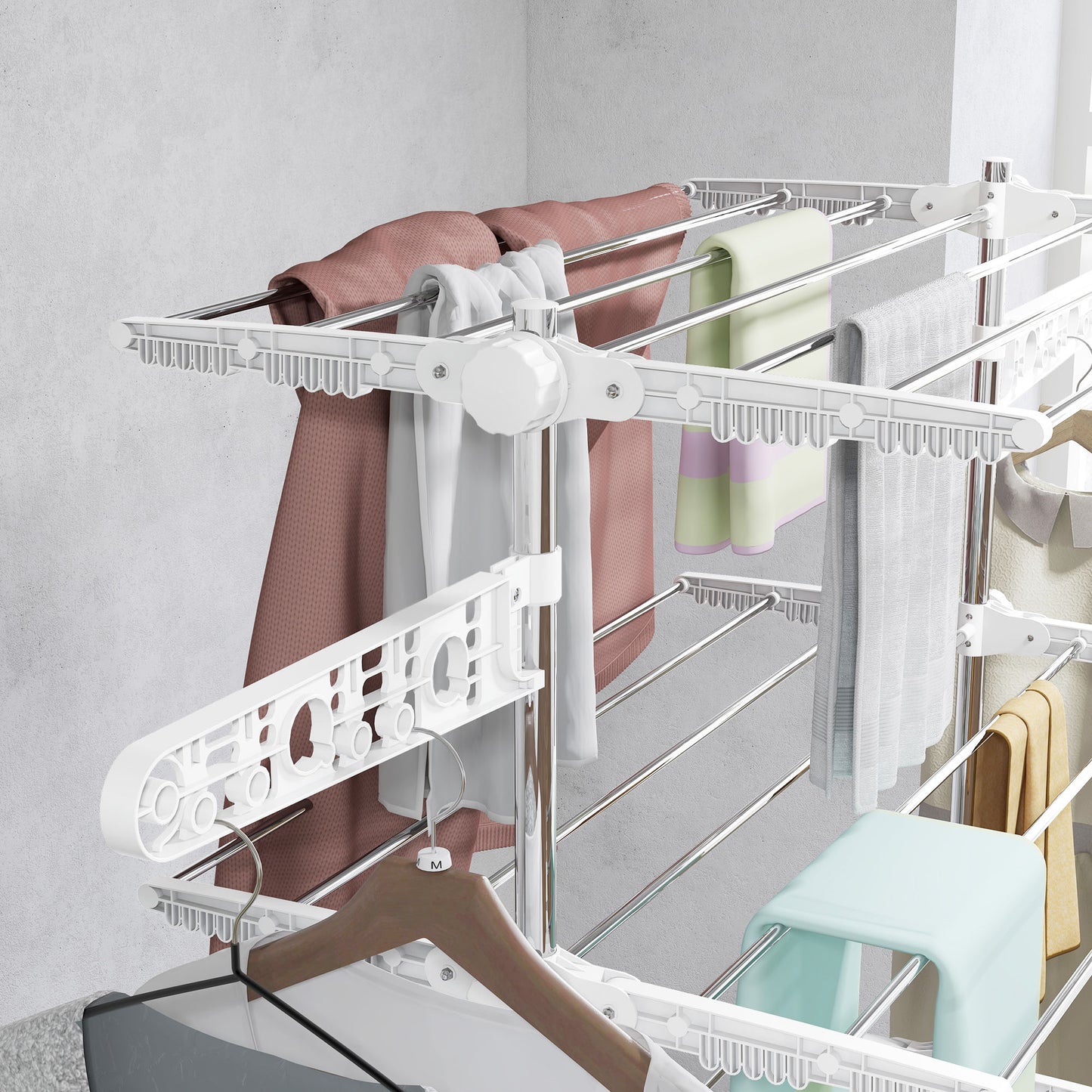 mobile clothes rack, 142 x 55 x 172 cm, foldable (4 levels), with wheels, locking function, ABS